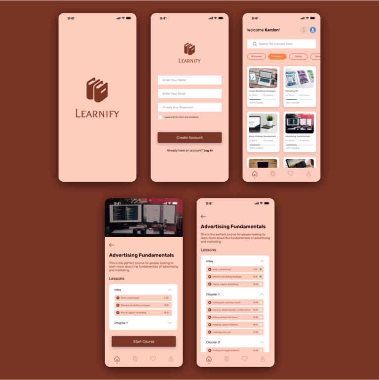 Learnify Mobile App UI Kit – Webplate